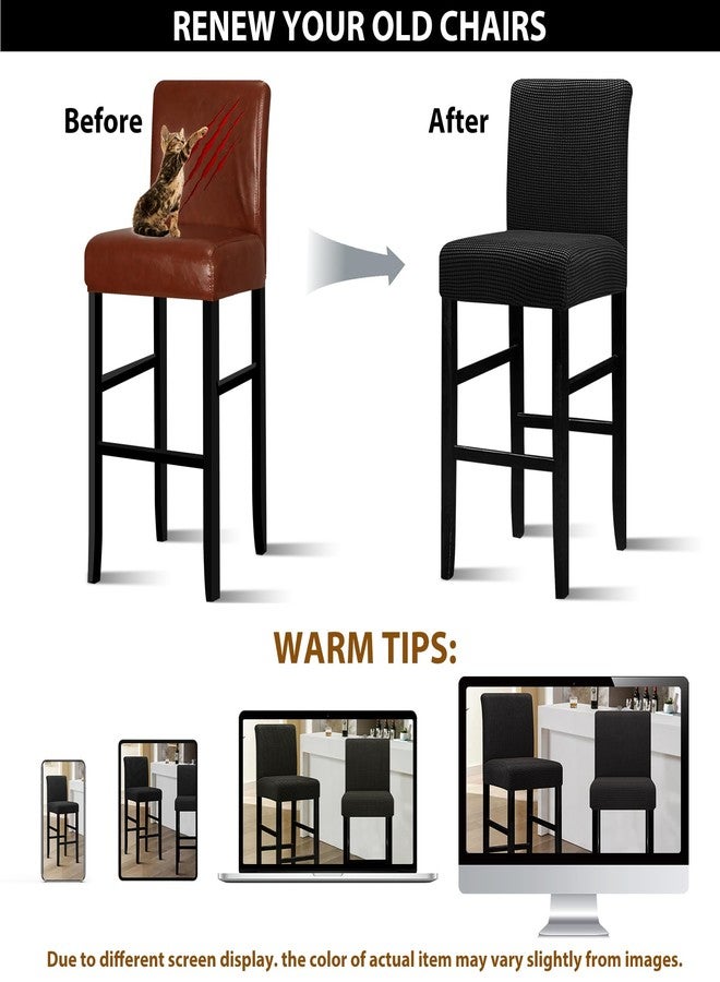 Lellen Bar Stool Covers Set of 4,Stretch Washable Bar Stool Seat Covers,Removable Bar Chair Covers with Backs,Counter Height Bar Stool Chair Covers for Kitchen Dining Room Cafe（Black） - Image 4